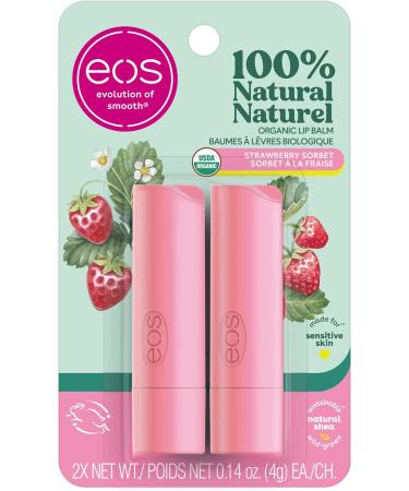 EOS 100% Natural & Organic Lip Balm Stick Variety Pack + Strawberry Sorbet | 5-Pack Variety Pack + Strawberry Sorbet 4 g (Pack of 3) - Buy Online on GoSupps.com