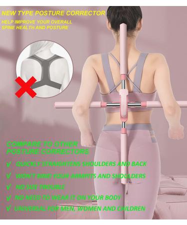 Retractable Posture Corrector Yoga Sticks for Adults & Kids - Pink Back Brace - Buy Online on GoSupps.com
