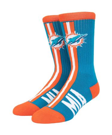 Fanatics for Bare Feet NFL Team Socks 43-48 Miami Dolphins