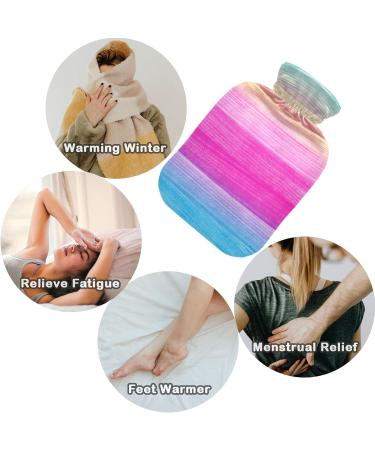 NAANLE 2L Blue Pink Wood Heat Bottle - Transparent Hot Water Bottle with Cover for Bed Hand & Feet Warmer Pain Relief & Heat Therapy - Buy Online on GoSupps.com