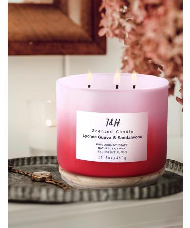 Lychee Guava Sandalwood Candle | 3 Wick Luxury Aromatherapy | 15.8 oz Tropical Fruit & Citrus | Highly Scented Soy Candle for Home | Perfect Gift for Men & Women - Buy Online on GoSupps.com