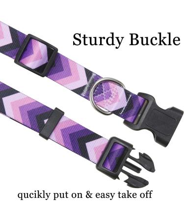 Mihqy Adjustable Soft Dog Collar - Bohemian Floral & Geometric Design for Small Medium & Large Dogs (Purple Arrow) - Comfort Fit 33-55 cm Neck - Buy Online on GoSupps.com