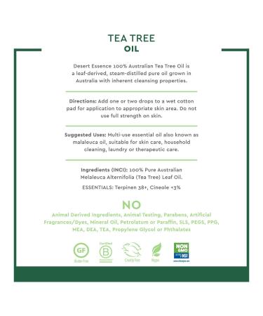 Desert Essence Australian Tea Tree Oil - Therapeutic Grade 2 Fl Oz Essential Oil for Glowing Skin & Home Cleansing - Natural Pedicure Regimen - Buy Online on GoSupps.com