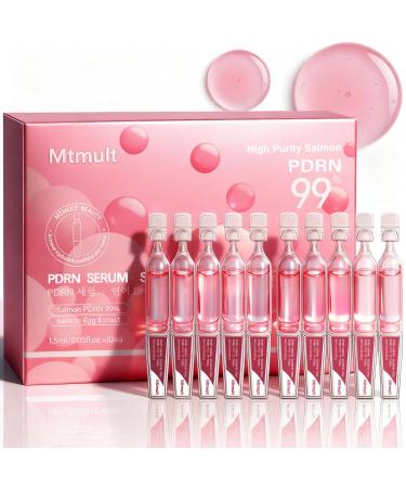 Mtmult Salmon PDRN Serum Salmon DNA for Face PDRN Serum - Intense Firming Repairing Moisturizing with Collagen Glutathione Hyaluronic Acid 0.05 fl.oz x 10