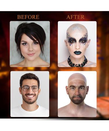 Professional Bald Cap SFX Makeup Kit - Skin Color Wig Cap with Water-Based Adhesive for Halloween Cosplay & Theater - Buy Online on GoSupps.com