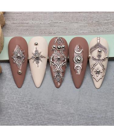 Embossed Bohemian Retro Lace Nail Art Stickers - 4 Sheets for Women and Girls - Buy Online on GoSupps.com