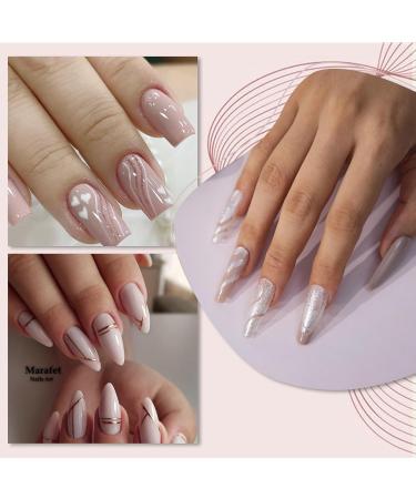 Rechoo Liner Nail Gel Polish-10ML*2 Nude & White Glitter Gel Nail Polish for Fineliner Nail Art Matte and Shimmer French Manicure Nail Polish Shellac Color Gel with thinner Brush F-2-Nude & White Glitter - Buy Online on GoSupps.com