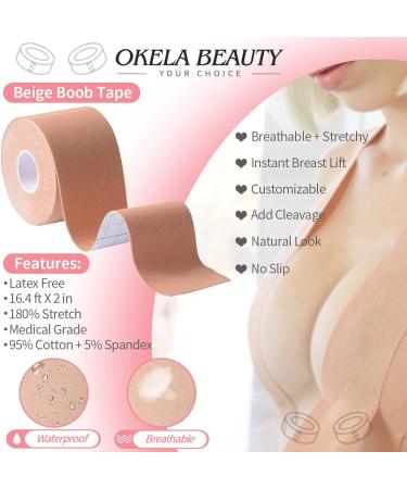 Okela Breast Lift Tape - Sweat Proof Instant Boobytape Lift for Athletic Support - Nude Lace Cover Included - Buy Online on GoSupps.com