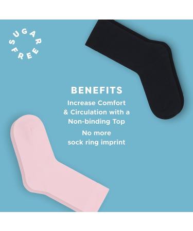 Sugar Free Sox Women's Non-binding Comfort Crew Socks 3 Pack - M Hearts/Stripes/Red - Buy Online on GoSupps.com