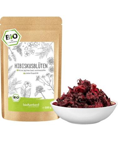 Hibiscus flowers organic completely and dried 500g - Premium hibiscus tea - hibiscus flower tea 100% naturally from organic cultivation - Biocontor 500 g (1 Pack)