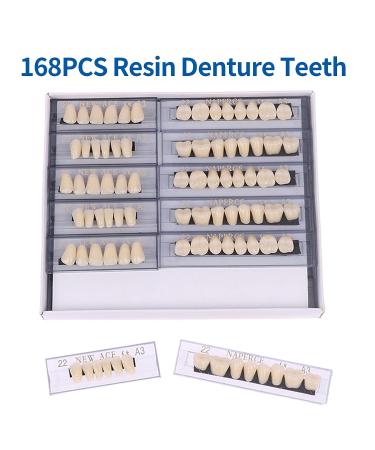 168 Pieces Complete Acrylic Resin False Teeth Denture Set - 6 Sets in A3 Shade for DIY or Halloween Costumes - Buy Online on GoSupps.com
