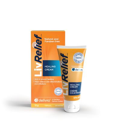 LivRelief First Aid Wound Cream for Cuts Burns Sores and Bug-Bites - Fast Healing Multi-Purpose Therapy Natural & Paraben-Free - 15g