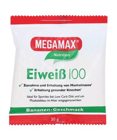 Megamax protein banana 30 g |Molken protein + milk protein for muscle building diaet |2K protein ideal for baking |Highly dosed low carb protein |Aspartam -free protein with amino acid banana 30 g (1 Pack)