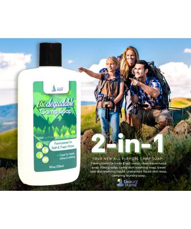 Biodegradable Camp Soap 8 oz (3 Pack) | For Hands, Dishes & Clothing | Fresh & Salt Water Safe | Unscented Liquid Soap - Buy Online on GoSupps.com