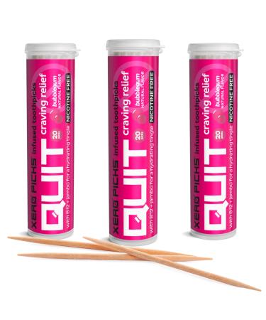 Xero Picks Infused Flavored Toothpicks to Help Quit Smoking - Nicotine Free (Bubblegum, 3 Pack) Bubblegum 3 Pack