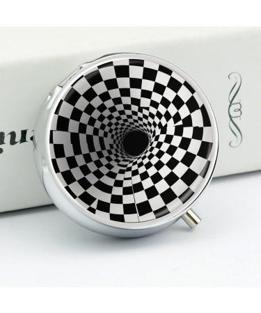 Compact 3-Compartment Travel Pill Box | Portable Medicine Organizer with Visual Illusions Design - Perfect for Handbag & Pocket - Buy Online on GoSupps.com