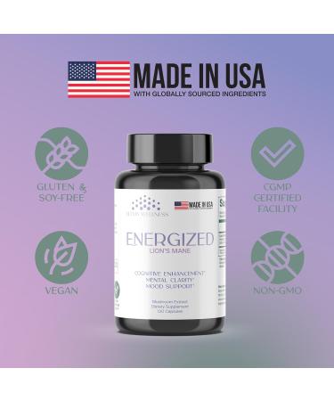 Elevia Wellness Energized Lion s Mane Brain Supplement | High-Potency 600 mg Lion s Mane Mushroom Extract | Mental Clarity Focus Memory & Cognitive Performance Support | 120 Capsules - Buy Online on GoSupps.com