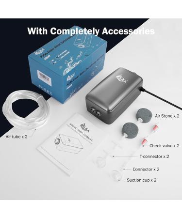 Buy AQQA Quiet Aquarium Air Pump - 35dB 6W Oxygen Pump for 50-450L Aquariums with Double Check Valve Accessories - Buy Online on GoSupps.com