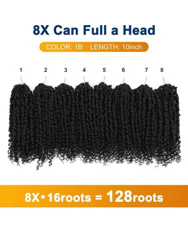 Passion Twist Hair - 10 Inch 8X Pretwisted Crochet Hair for Women - Short Pre Looped Synthetic Braiding Extensions - Buy Online on GoSupps.com