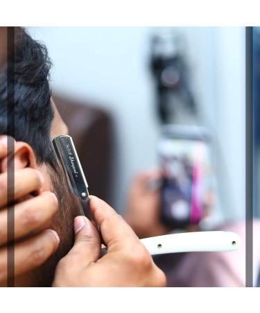 Top Quality Plastic Handle Straight Edge Barber Razor Kit - Includes 10 Double-Edge Blades | Ideal for Professional Shaving & Beard Grooming - Buy Online on GoSupps.com