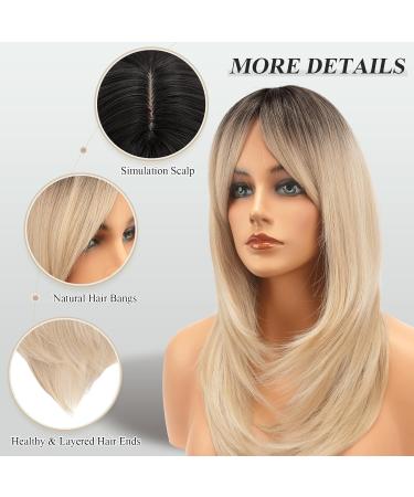 Feshfen Ombre Blonde Wig for Women | 45cm Synthetic Hair Ponytail | Natural Look Black to Blonde - Buy Online on GoSupps.com