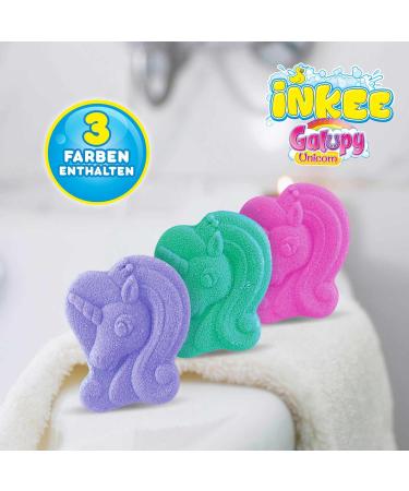 Inke Bombs Kinder Galupy Mini Pack - 3 Bath Balls | Fun Colors & Chewing Gum Aroma | Jojoba Oil | 3x15g Unicorn Swimming Bombs - Buy Online on GoSupps.com