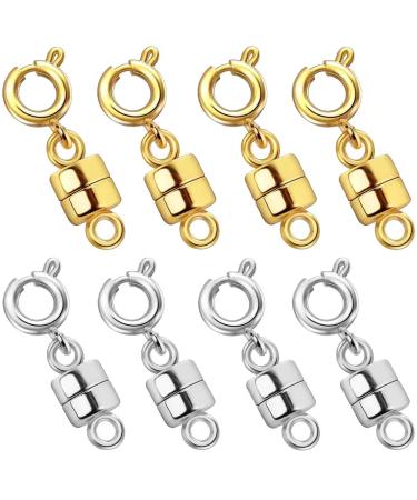 OHINGLT Lucky Necklace Layering Clasps Separator for Stackable Necklaces Chains ,18k Gold and Silver Plated Multiple Necklace Clasps and Closures for