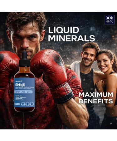 Herbana Shilajit Dietary Supplement with Ashwagandha Rhodiola Ginseng Ginger Turmeric Chaga Cordyceps Alcohol Free Vegan Gluten Free Non GMO 4 fl oz 60-Day Supply - Buy Online on GoSupps.com