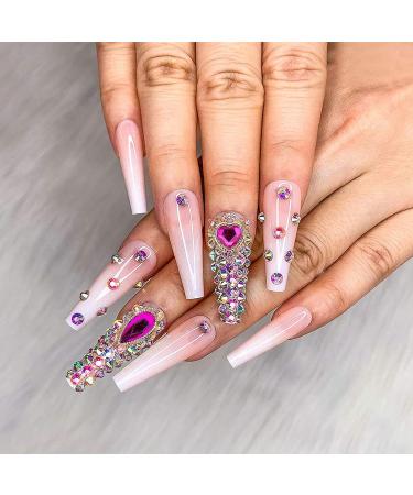 JIEPING 54PCS Rhinestone Nail Art Charms - Colorful Gems & Gold Chrome Hearts for DIY Nail Decoration - Buy Online on GoSupps.com