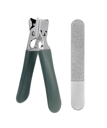 SG Nekoo Nail Clippers for Thick Nails Hard Fingernails and Toenails Cutter with File Ultra Sharp Curved Splash Proof Trimmer for Adults Men Women Seniors (Mid-Dark Green)