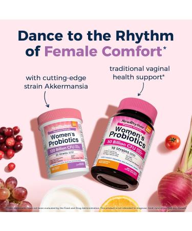 NewRhythm Probiotics for Women Akkermansia Probiotic Biotin Vitamin B6 B12 & Inositol 120 Billion CFU 20 Strains Digestive Enzymes Prebiotics & Vaginal Probiotics for PH Balance 60 Capsules - Buy Online on GoSupps.com