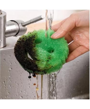 Smiley Face Cleaning Sponge Rub Honeycomb Sponge Home Kitchen Dish Washer Yellow - Soft - Buy Online on GoSupps.com