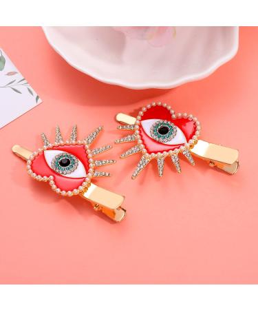 Red Rhinestone Love Heart Hair Clips for Women - Valentine's Day Hairpins for Romantic Date Gifts - Buy Online on GoSupps.com