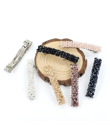 Dizila 7 Pack Korean Sparkly Crystal Hair Barrettes - Decorative Rhinestone Gems French Hair Clips for Women & Girls - Buy Online on GoSupps.com