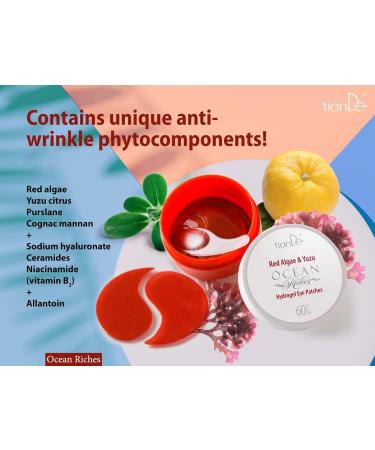 TianDe Hydrogel eye pads with red algae and Yuzu TianDe 56005 60 pieces pads for removing wrinkles under the eyes nasolabial wrinkles forehead - Buy Online on GoSupps.com