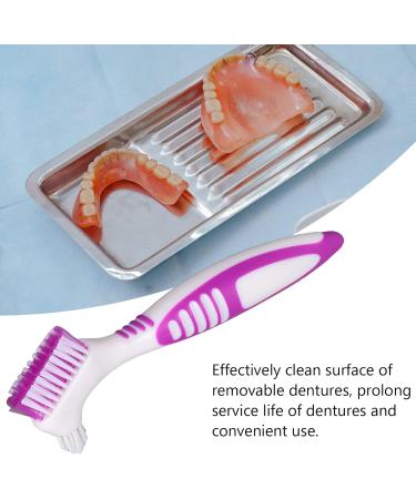 Denture Cleaning Brush - Dual Head Toothbrush for False Teeth Portable & Double Sided for Partial & Full Dentures - Buy Online on GoSupps.com