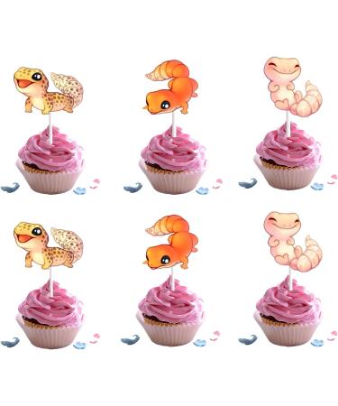 18pcs Leopard Gecko Cupcake Toppers for Boys Girls Cute Reptile Birthday Party Decorations Lizard Party Supplies Reptile Pet Cake Decorations - Buy Online on GoSupps.com