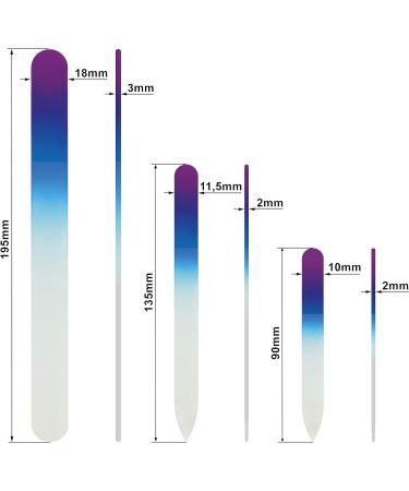 Nail Files - Mont Bleu Gift Set of 3 Crystal Nail Files in Pouch - Rainbow Colors - Genuine Czech Tempered Glass - Gifts for her - Best Glass Nail Files Kit for Natural Nails Magenta Blue - Buy Online on GoSupps.com
