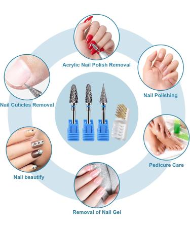 CGBE 3/32 Tungsten Carbide Nail Drill Bits - Medium 3PCS for Gel Acrylic Nails - Home Salon Use - Buy Online on GoSupps.com