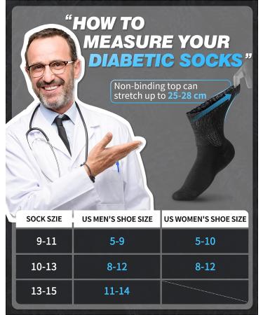 LIN Diabetic & Circulator Socks 6 Pairs | Non-Binding for Men & Women | Sizes 9-11, 10-13, 13-15 | Ideal for Edema, Neuropathy, and Lymphedema - Buy Online on GoSupps.com