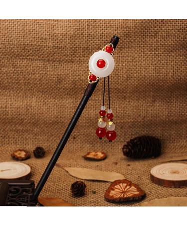 Vintage Chinese Hair Sticks - Set of 3 Wooden Hair Accessories with Tassel for Women - Unique Floral Hairpins for Stylish Hair Styling - Buy Online on GoSupps.com