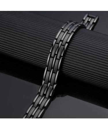 BioMag Copper Bracelet for Men - 8.5in Adjustable Magnetic Wristband with Ultra Strength Magnets - Copper Black - Buy Online on GoSupps.com