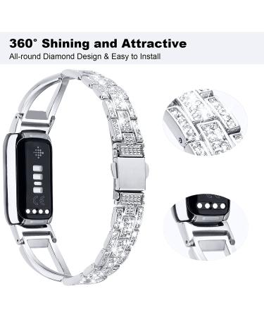 V-MORO Stainless Steel Bling Bracelet for Fitbit Luxe - Adjustable Metal Strap - Buy Online on GoSupps.com