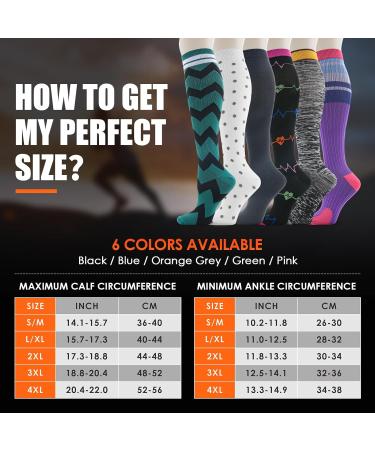 Medical Compression Socks for Men (Wide Calf) - 20-30mmHg 6 Pairs | Ideal for Varicose Veins Post-Surgery Swelling Nursing Pregnancy & Diabetics - Buy Online on GoSupps.com