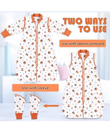 Lictin 100% Cotton Baby Sleeping Bag 3-18 Months | TOG 2.5 Wearable Blanket with Removable Sleeves | Adjustable Length for Winter | Infant Toddler Sleep Sack - Buy Online on GoSupps.com
