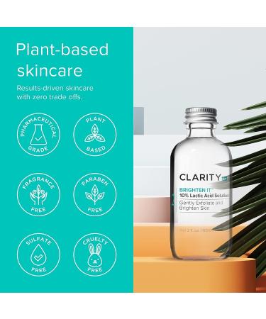 ClarityRx Brighten It 10% Lactic Acid Solution - Natural Exfoliating Treatment for Dark Spots & Uneven Skin (2 fl oz) - Buy Online on GoSupps.com
