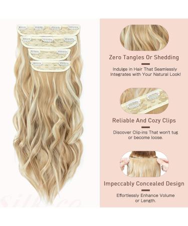 4PCS-11Clips Curly Synthetic Hair Extensions 22 Inches - Dark Blonde mix Bleach Blonde - Buy Online on GoSupps.com