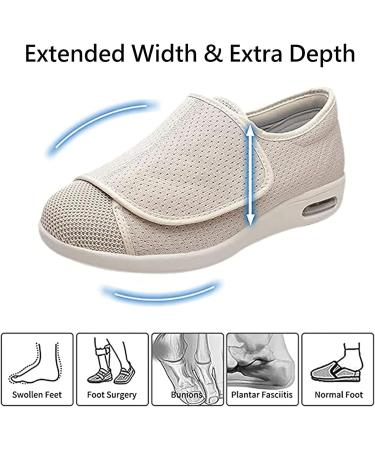 DITESABE Men's Adjustable Edema Diabetic Shoes - Extra Wide Width Orthopedic Sneakers for Swollen Feet - Beige - US 7/EU 41/JP 255 - Buy Online on GoSupps.com