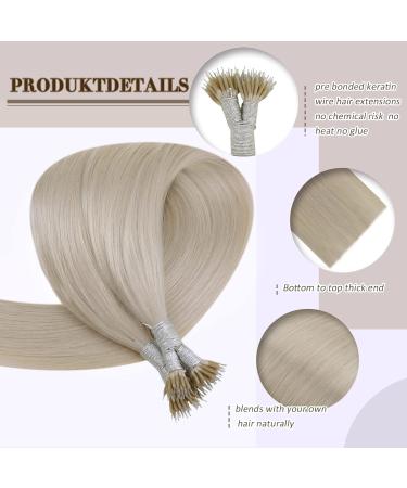 Nano Hair Extensions Human Hair Blonde Nano Beads Hair Extensions Human Hair Platium Blonde Hair Extensions Nano Straight Hair 20in 50g 1g/s #60A - Buy Online on GoSupps.com