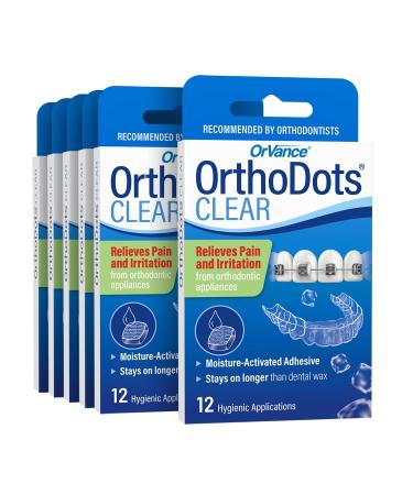 OrthoDots CLEAR – Moisture Activated, Dental Wax Alternative for Pain Caused by Braces, Clear Aligner Trays and other Orthodontic Appliances. OrthoDots Stick Better and Stay on Longer that Dental Wax. 72 Count Clear